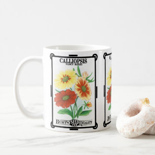 Mug Art d'étiquette de paquet de graines vintage, fleu