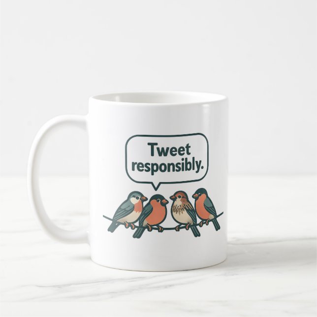 Mug Art d'oiseau drôle responsable de tweet (Gauche)