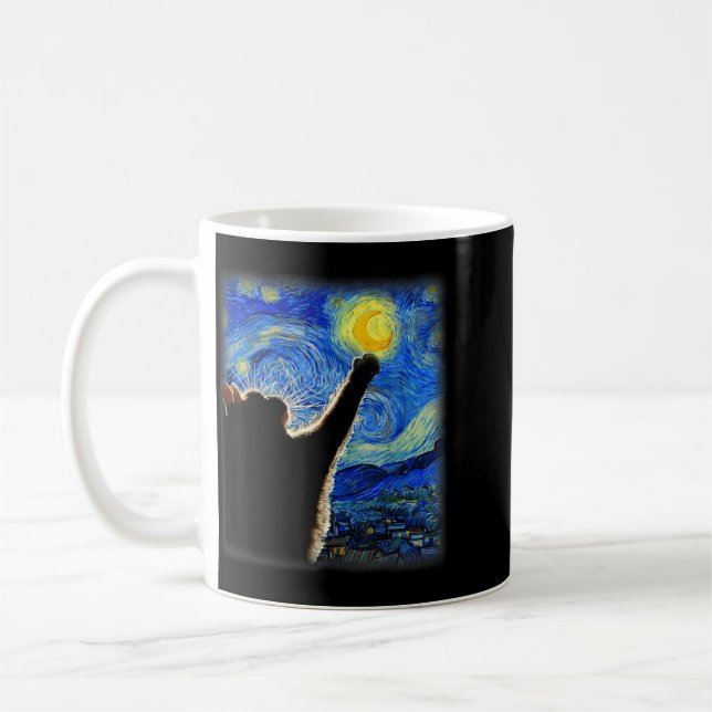 Mug Art du ciel nocturne Chat Étoilé Art Chat Amoureux (Gauche)