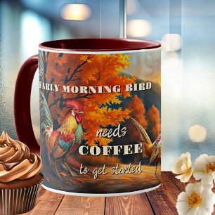Mug Art du coq d'oiseaux tôt le matin