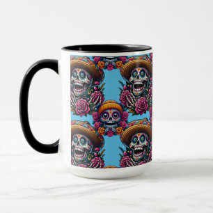 Mug Art du crâne à sucre - Jour des Morts (Ciel)