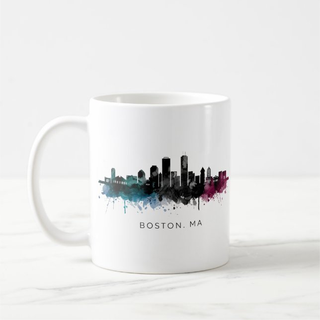 Mug Art du Massachusetts | Aquarelle de la skyline de  (Gauche)