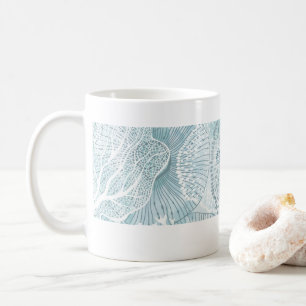 Mug Art en forme de ligne de vie marine Aqua abstr