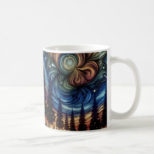 Mug Art Ethétique mystique avec arbres et ciel nocturn (Droite)