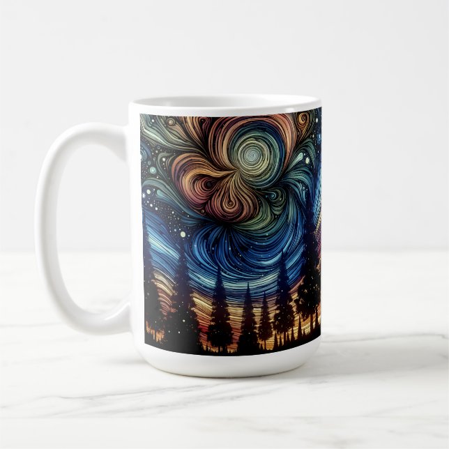 Mug Art Ethétique mystique avec arbres et ciel nocturn (Gauche)
