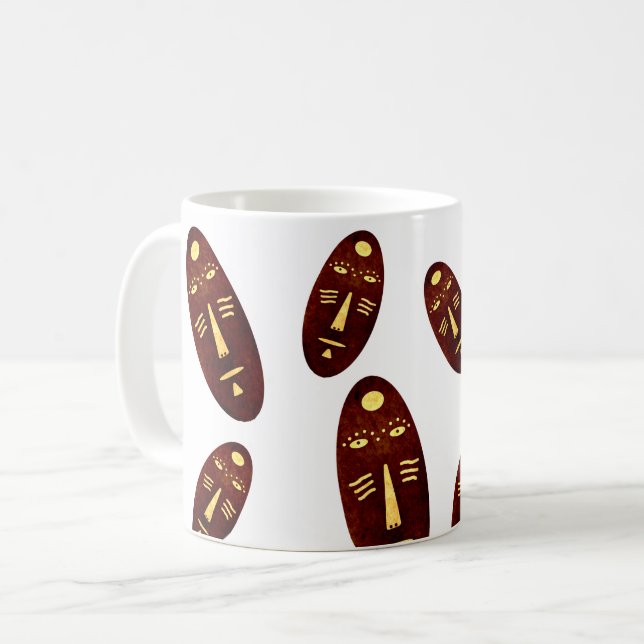 Mug Art facial abstrait moderne d'indigène africain (Devant gauche)