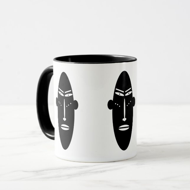 Mug Art facial de tatouage africain abstrait moderne (Devant gauche)