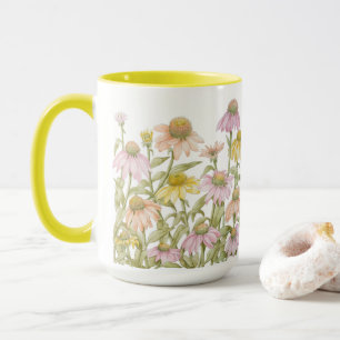Mug Art floral à l'aquarelle des fleurs coniques botan