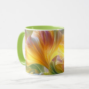 Mug Art floral abstrait avec des pétales jaunes