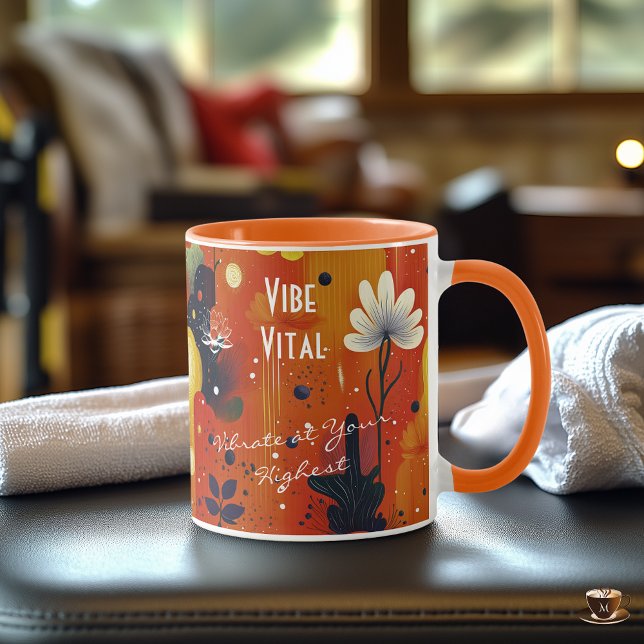 Mug Art floral abstrait de bien-être dans des tons ter (Créateur téléchargé)
