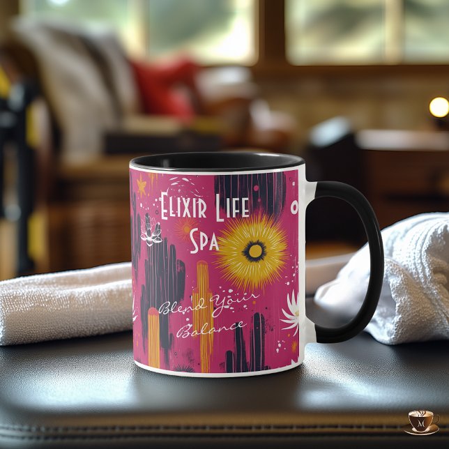 Mug Art floral abstrait vibrant avec des couleurs chau (Créateur téléchargé)