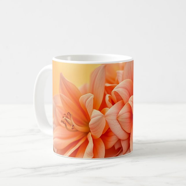 Mug Art floral aquarelle au coucher de soleil doré (Devant gauche)