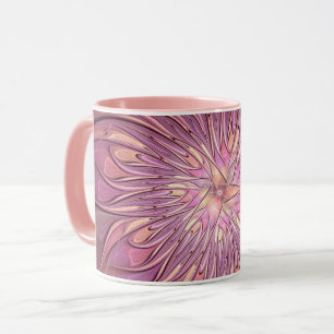 Mug Art floral fractal moderne abstrait couleurs de ba