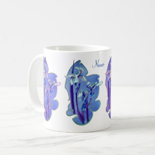 Mug Art floral Iris bleu personnalisé
