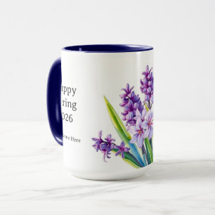 Mug Art floral printanier vintage à jacinthe pourpre
