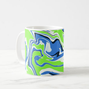 Mug Art fluide abstrait avec des vagues bleues et vert