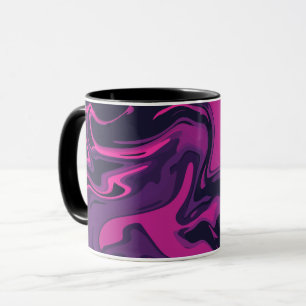 Mug Art fluide Abstrait avec des vagues violettes rose