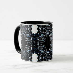 Mug Art fluide abstrait bleu chaotique en peinture acr