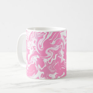 Mug Art fluide abstrait en rose et blanc