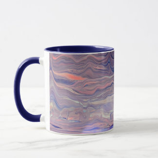 Mug Art fluide abstrait moderne Acrylique versé bleu m
