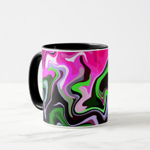 Mug Art fluide avec des perruques roses et vertes vibr
