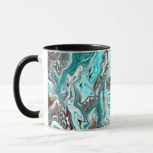 Mug Art fluide en marbre turquoise et noir