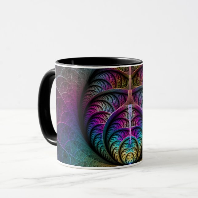 Mug Art Fractal Abstrait coloré à motifs Trippy (Devant gauche)