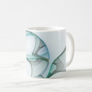 Mug Art fractal abstrait moderne bleu turquoise gris