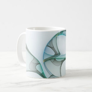 Mug Art fractal abstrait moderne bleu turquoise gris