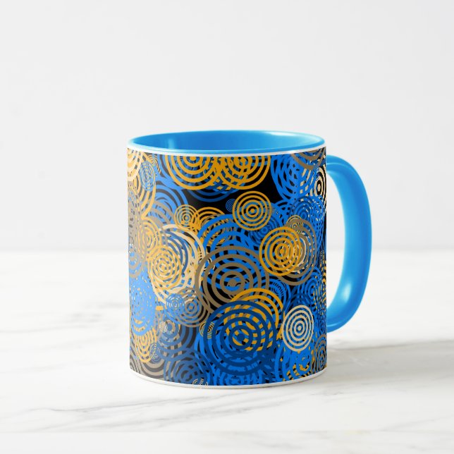 Mug Art fractal Cercles Bleus Swirl Mandala Mur Art (Devant droit)
