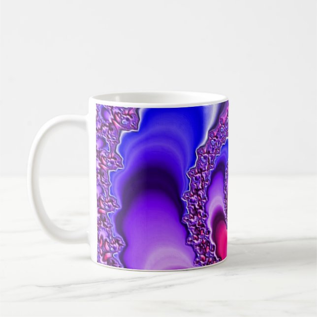 Mug Art fractal en spirale rose violet et bleu (Gauche)