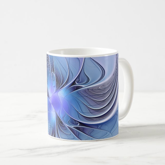 Mug Art fractal moderne abstrait bleu lavande (Devant droit)