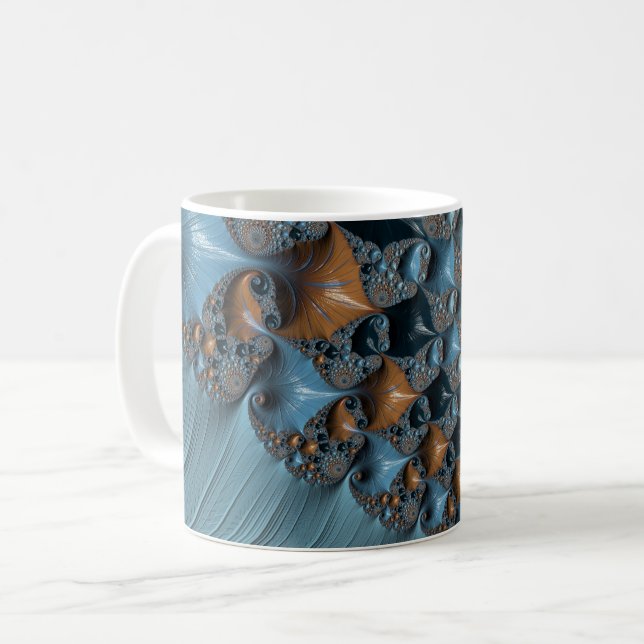 Mug Art Fractal Turquoise du Sud-Ouest (Devant gauche)