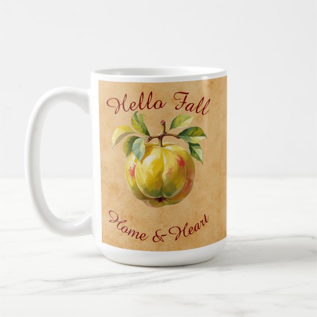 Mug Art fruitier de récolte d'automne avec texte perso (Gauche)
