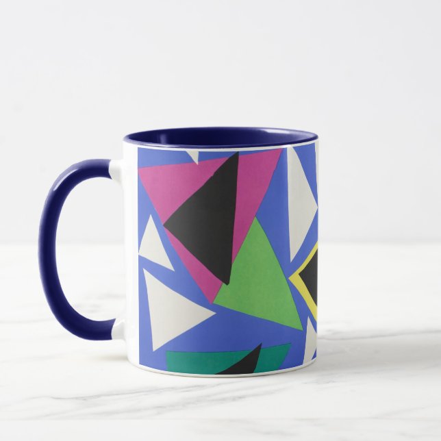 Mug Art géométrique abstrait découpé bleu de Matisse (Gauche)