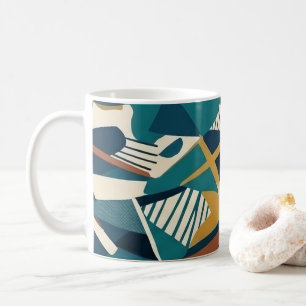 Mug Art géométrique abstrait moderne - Orange sarcelle