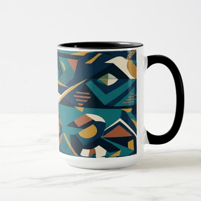 Mug Art géométrique abstrait moderne - Orange sarcelle (Droite)