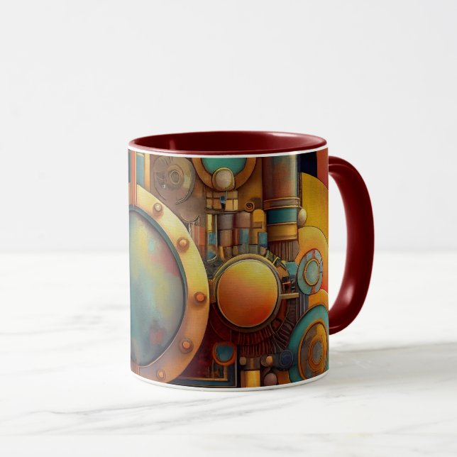 Mug Art géométrique industriel steampunk (Devant droit)