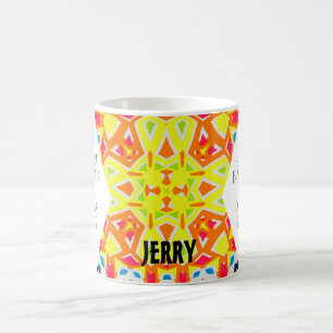 Mug Art géométrique kaléidoscope jaune et bleu vif