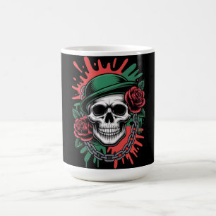 Mug Art graphique audacieux : Crâne en chapeau melon a