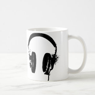 Mug Art Graphique Pochoir Noir Écouteurs