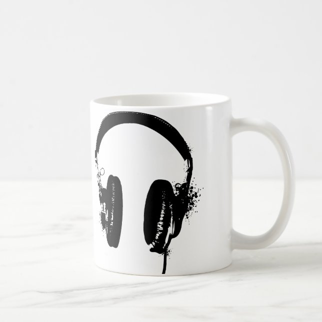 Mug Art Graphique Pochoir Noir Écouteurs (Droite)