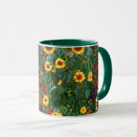 Mug Art Gustav Klimt - Jardin agricole avec tournesols<br><div class="desc">Art Gustav Klimt - Jardin de la ferme avec des tournesols tasse à café d'art personnalisé.</div>