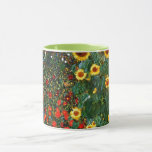 Mug Art Gustav Klimt - Jardin agricole avec tournesols<br><div class="desc">Art Gustav Klimt - Jardin de la ferme avec des tournesols tasse à café d'art personnalisé.</div>