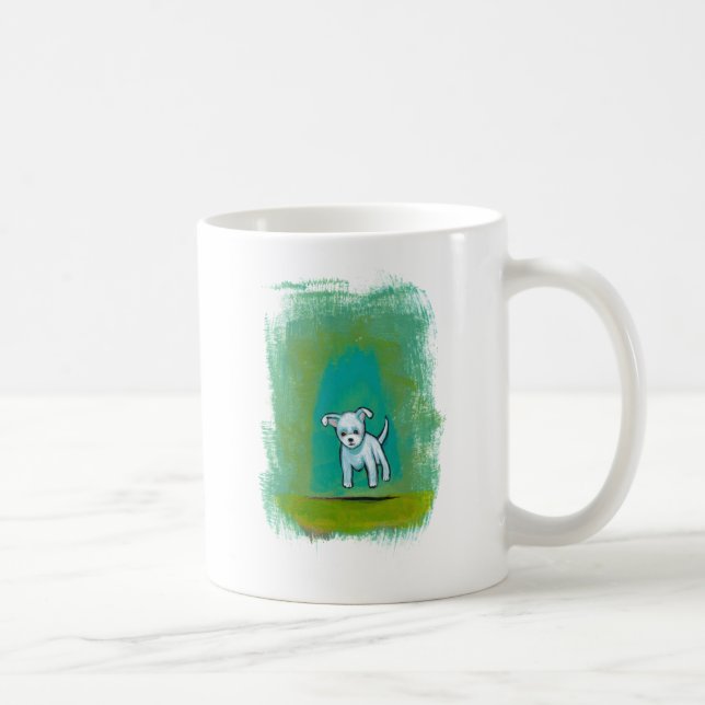Mug Art heureux de flottement d'amusement chiot blanc (Droite)