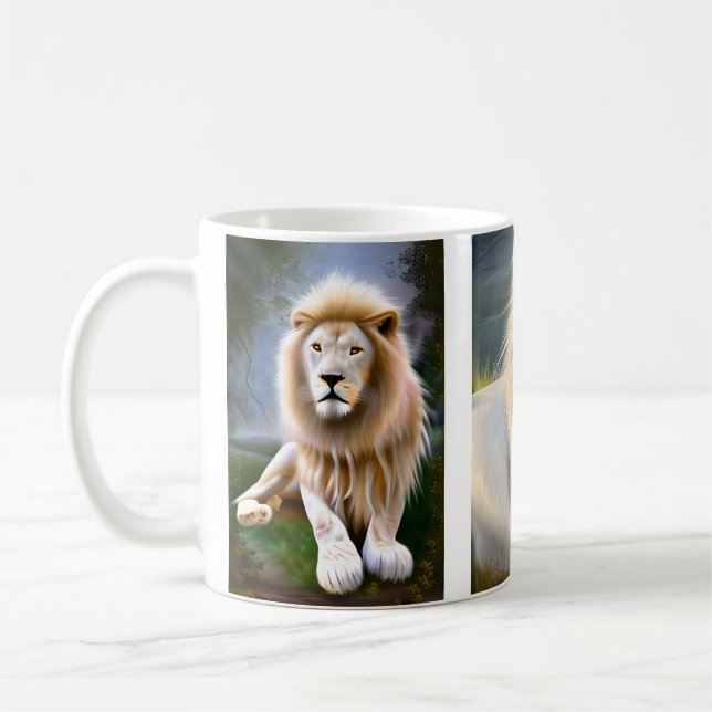 Mug Art IA Lion Blanc Mystique (Gauche)