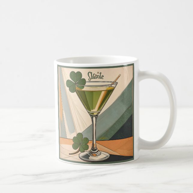 Mug Art milieu du siècle Shamrock Martini Sláinte!  (Droite)