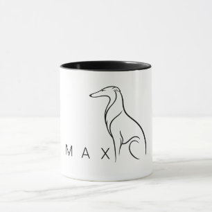 Mug Art minimaliste Borzoï   Personnalisable en une li