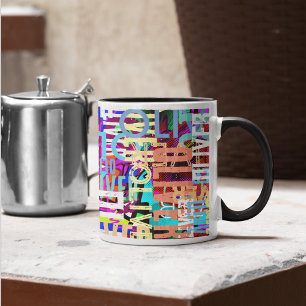Mug Art moderne typographique Nom de la couleur surlig