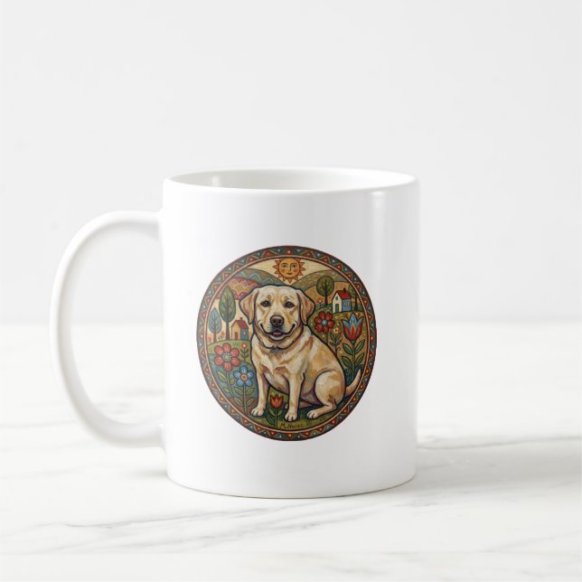 Mug Art naïf fantaisiste Labrador jaune (Gauche)